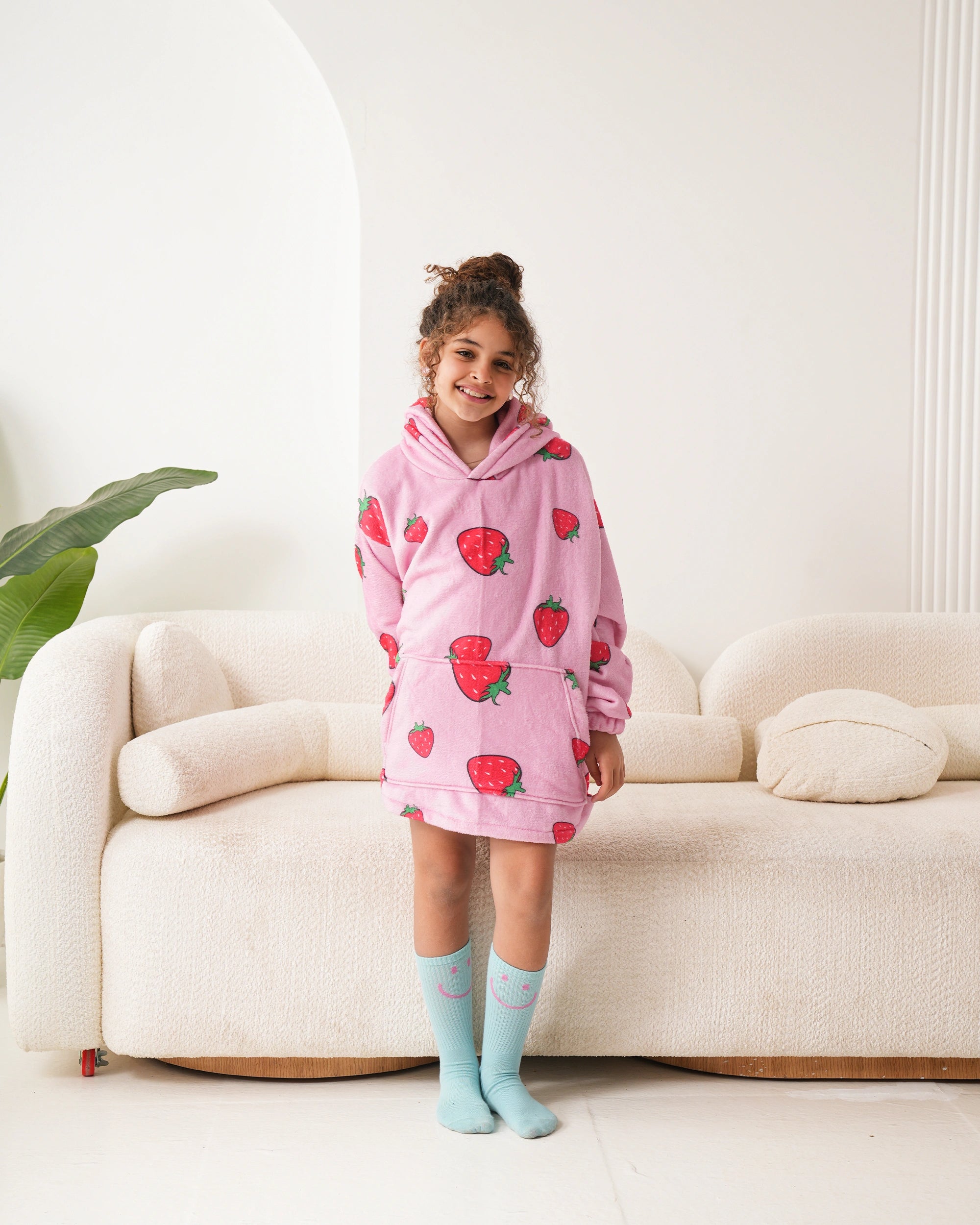 Strawberry Kids Blanket Hoodie - Strawberry