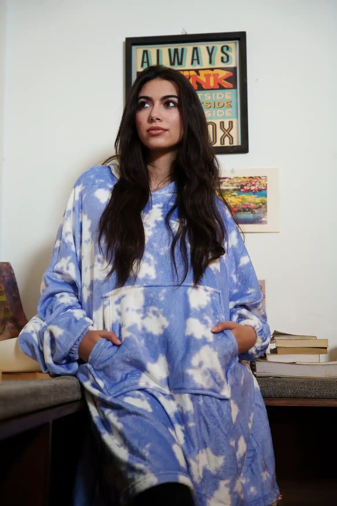 Sky Tie Dye Blanket Hoodie - Sky Tie Dye