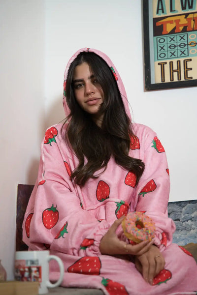 Strawberry Blanket Hoodie - Strawberry