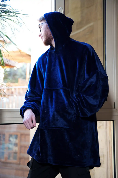 Navy Blue Blanket Hoodie - Navy Blue